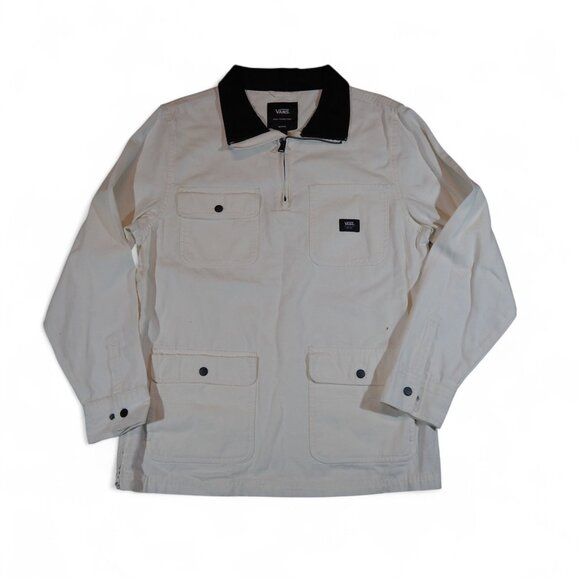 Vans Drill Chore Anorak Quarter Zip Antique White Men's M VN0A7SDI - Picture 1 of 10